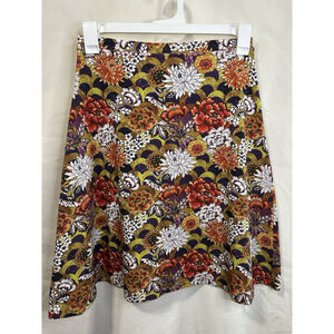 ROSE A POIS Betty Dalhia Skirt Made France Floral Asian Warm Tones Versitile Med